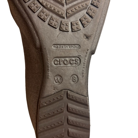 Crocs Kadee Brown Wedge Heel Slide Sandals Ss 8 Women's Open Toe - Picture 6 of 7